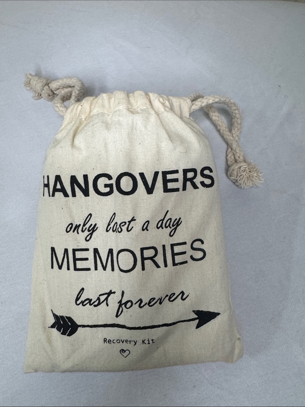 Hangovers Recovery Kit Drawstring Pouch - Cream